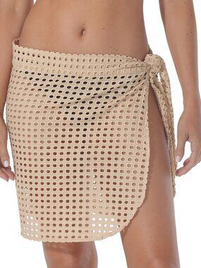 Raviya Women's Eyelet Wrap Skirt Cover-up - Tan Women Size L/XL New With Tags